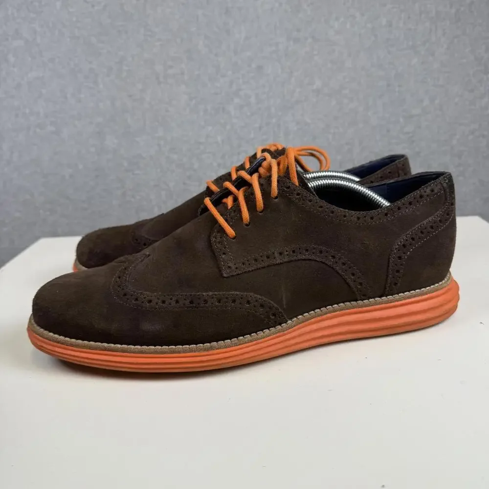 Cole Haan Lunargrand Suede Oxford Shoes Grand OS Brown Orange Men’s Size 11